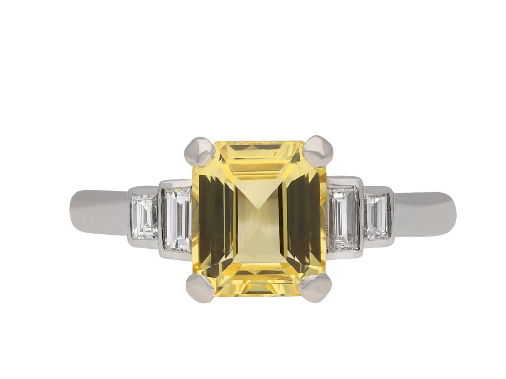Yellow Ceylon sapphire and diamond ring hatton garden