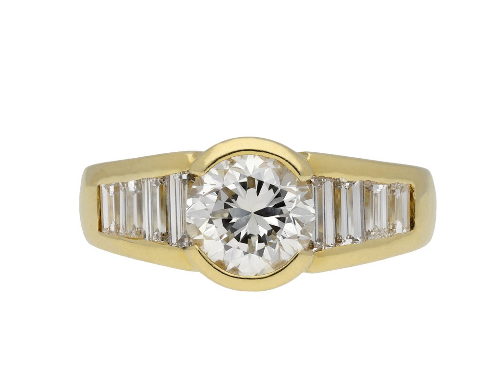 Vintage diamond flanked solitaire ring hatton garden