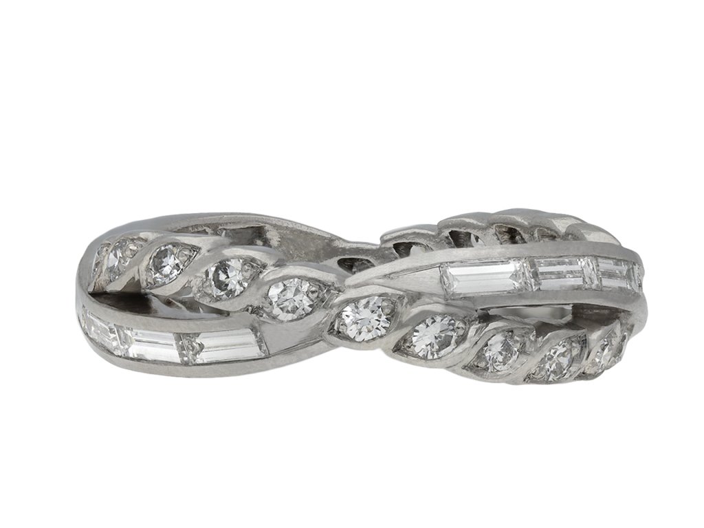 Sterlé diamond twisted eternity ring, French, circa 1950. Hatton Garden