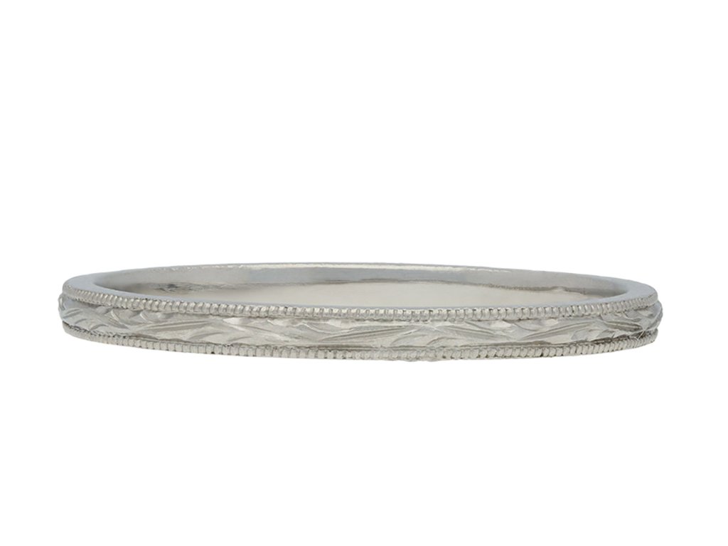 Engraved wedding band, circa 1960. Hatton Garden