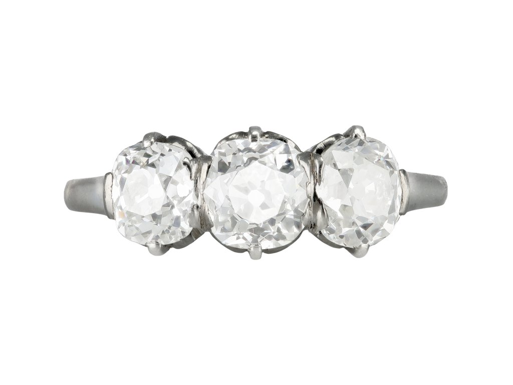 Ren&eacute; Boivin old mine diamond three stone ring, French, circa 1910. 