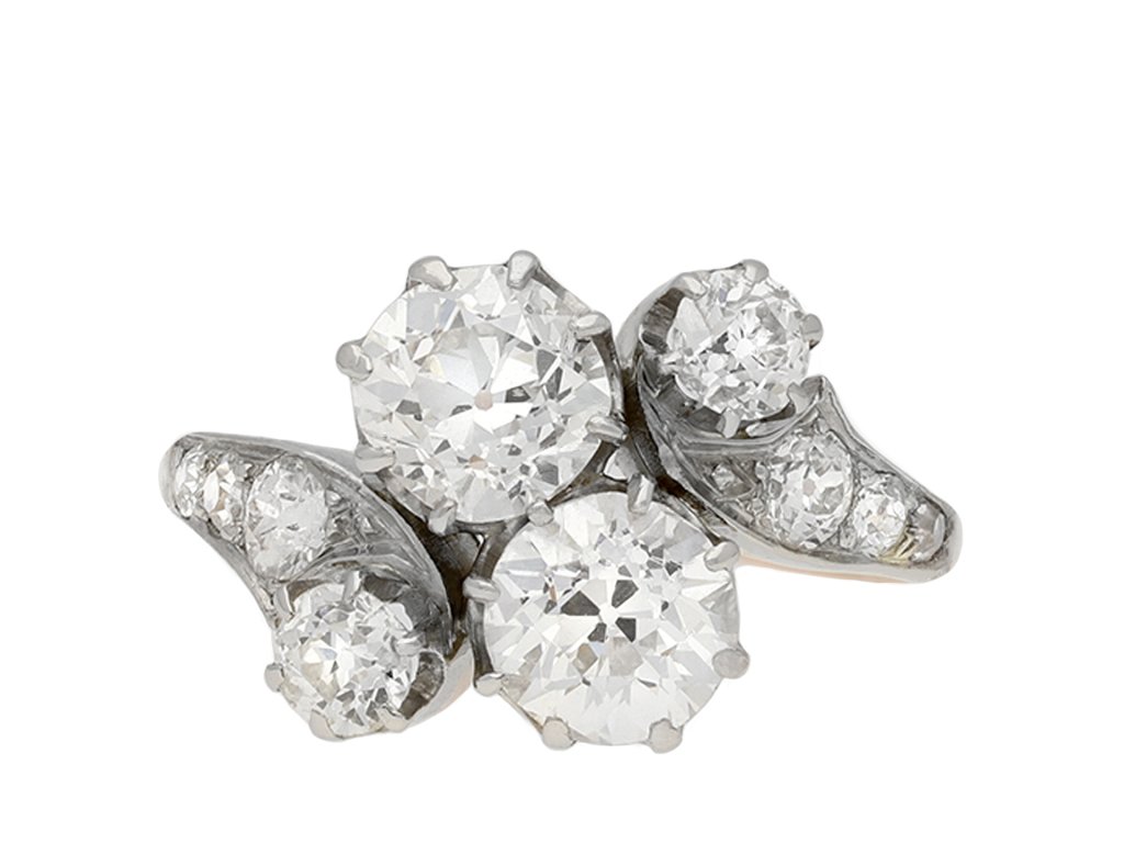 Belle Epoque diamond cross over ring, French, circa 1905. Hatton Garden
