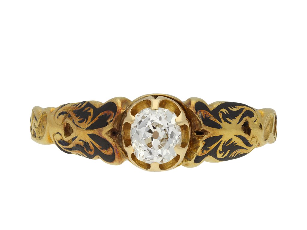 Victorian diamond mourning ring, circa 1870 hatton garden