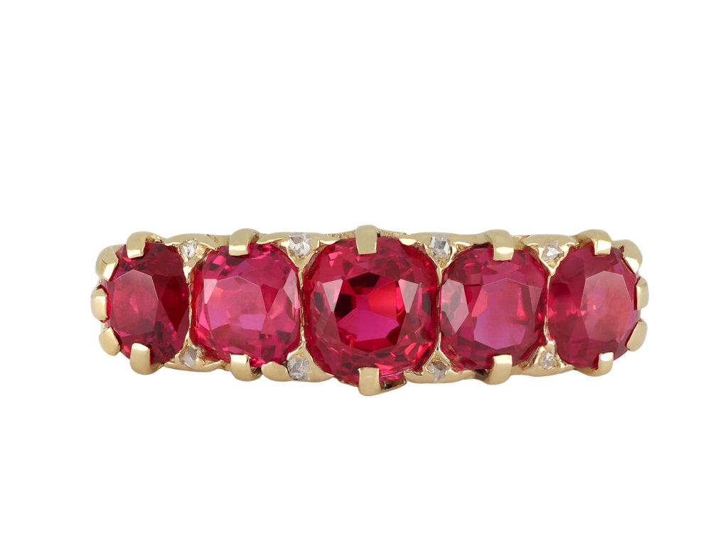 Burmese ruby five stone ring, circa 1880 hatton garden