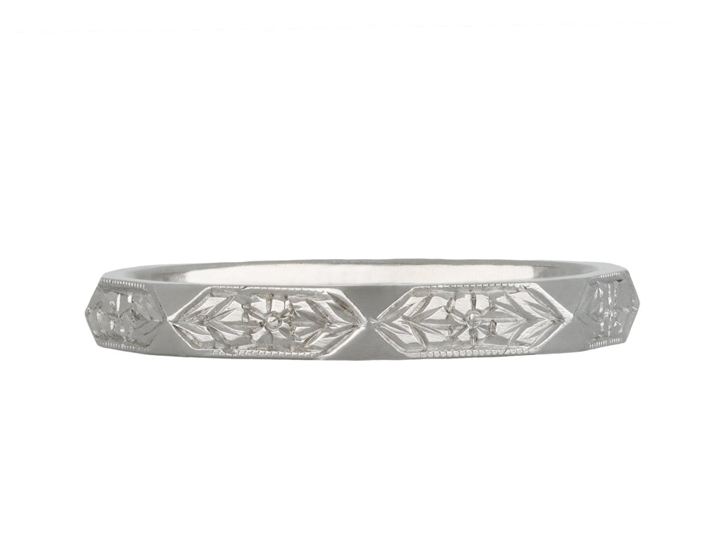 Engraved platinum wedding band, circa 1930 hatton garden