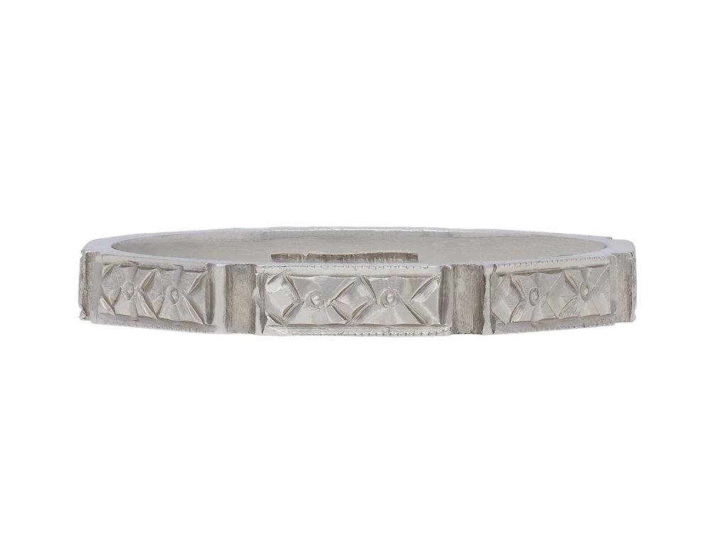 Platinum engraved wedding band, circa 1935. Hatton Garden