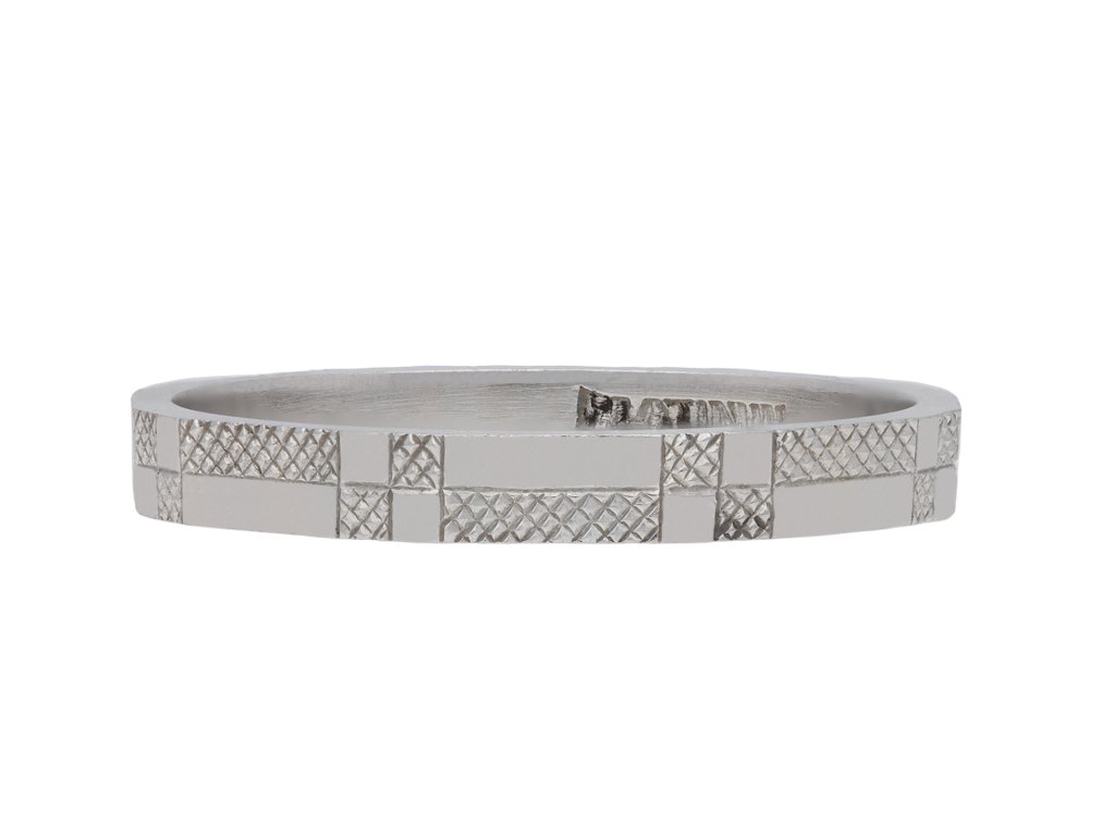 Platinum engraved wedding band, circa 1930. Hatton Garden