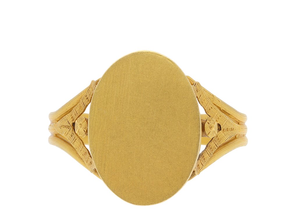 Art Nouveau gold signet ring, French, circa 1905. Hatton Garden