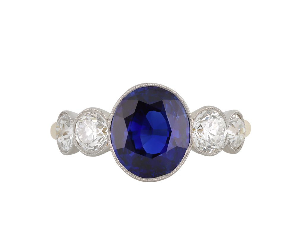 Ceylon sapphire and diamond ring, circa 1910 French hatton garden