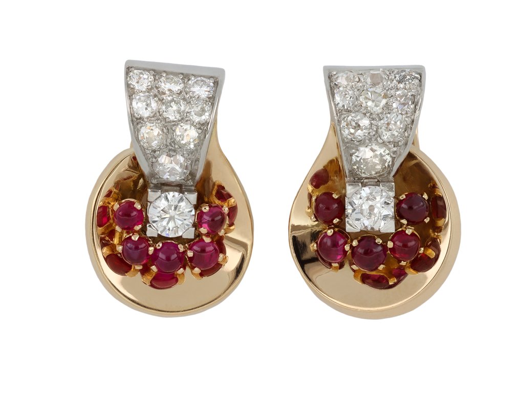 Boucheron ruby and diamond clip earrings hatton garden