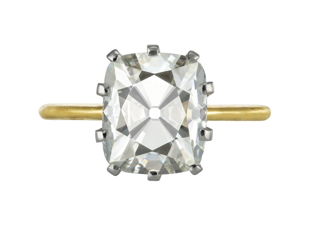 4.01 carat old mine diamond solitaire ring.