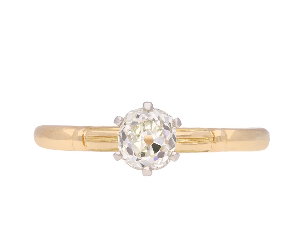 Old mine diamond solitaire ring, circa 1905. Hatton Garden