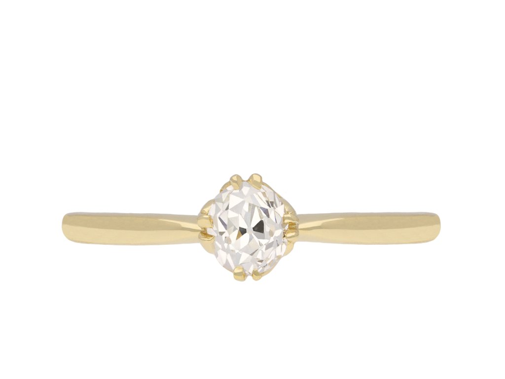 Victorian old mine diamond solitaire ring, circa 1900. Hatton Garden