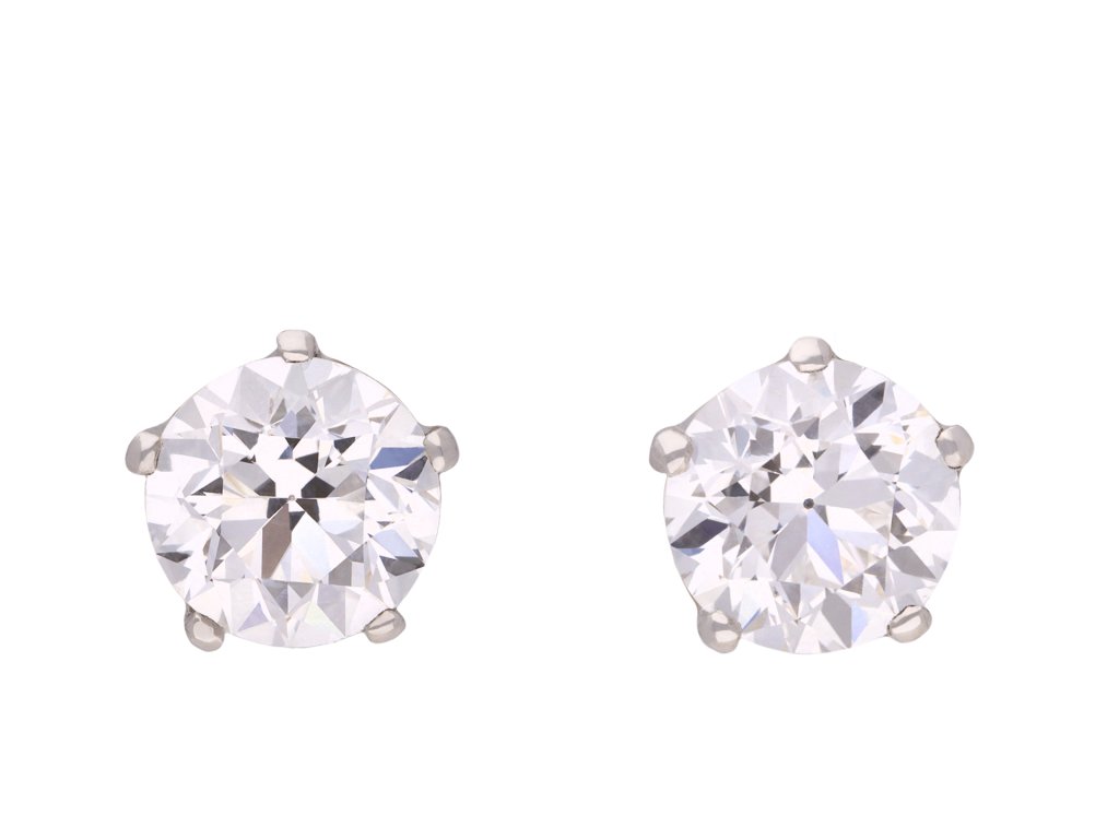 Old cut diamond stud earrings, circa 1930. Hatton Garden