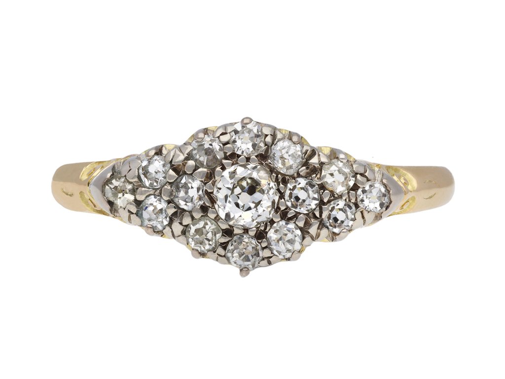 Victorian diamond cluster ring, circa 1895. Hatton Garden