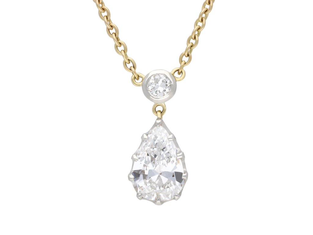 Diamond drop necklace, circa 1970. Hatton Garden