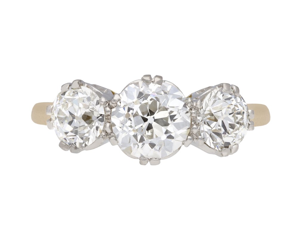 Edwardian Diamond Three Stone Ring, circa 1910. Hatton Garden