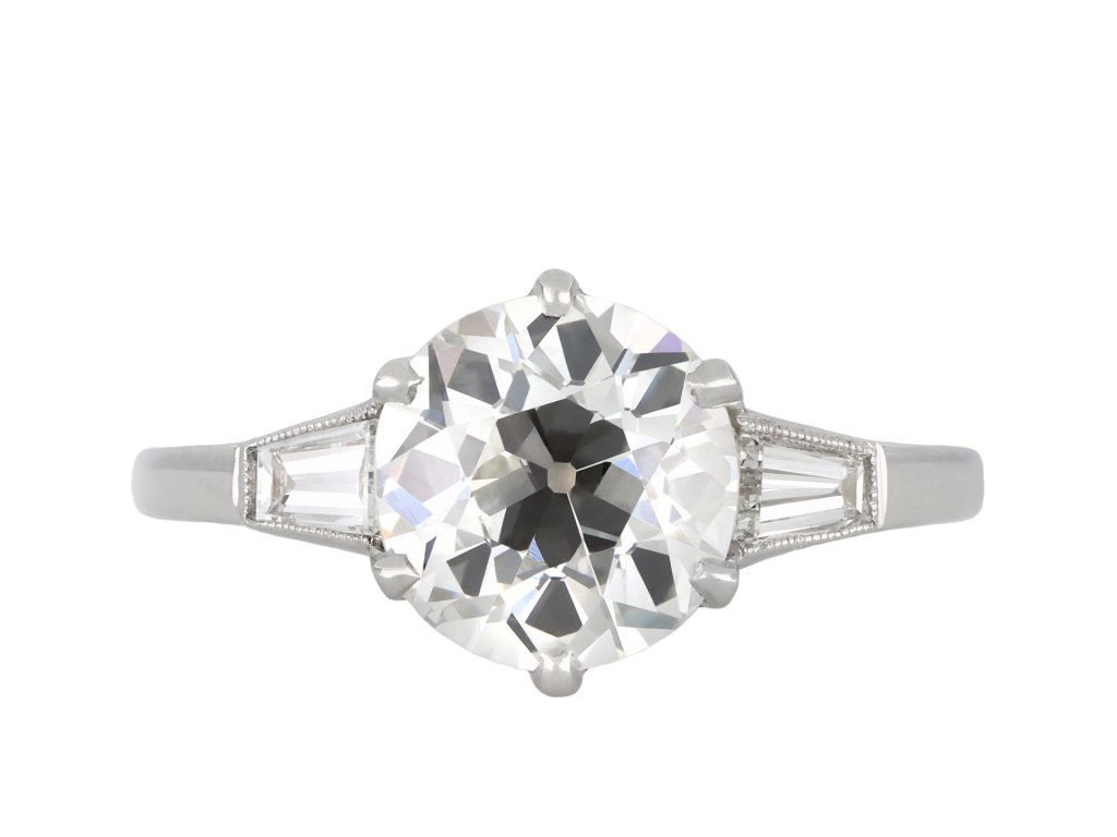 Old cut diamond flanked solitaire ring, circa 1925 hatton garden