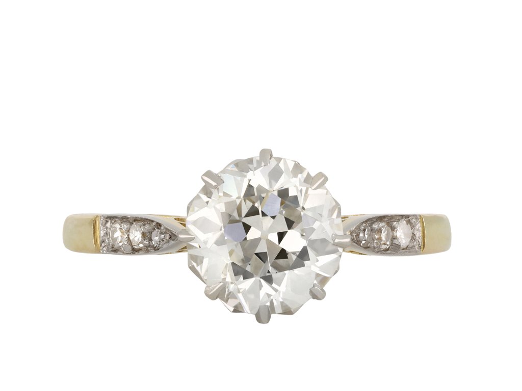 Old cut diamond flanked solitaire ring, circa 1915 hatton garden