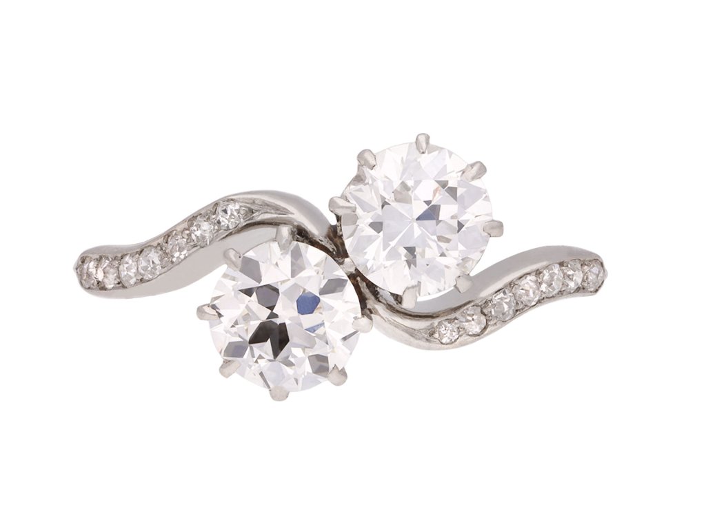 Edwardian diamond crossover ring, circa 1915. Hatton Garden
