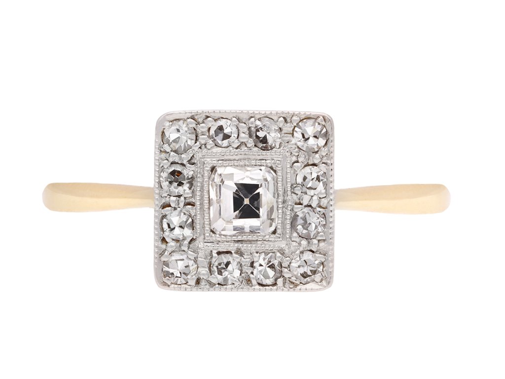 Diamond coronet cluster ring, circa 1920. Hatton Garden