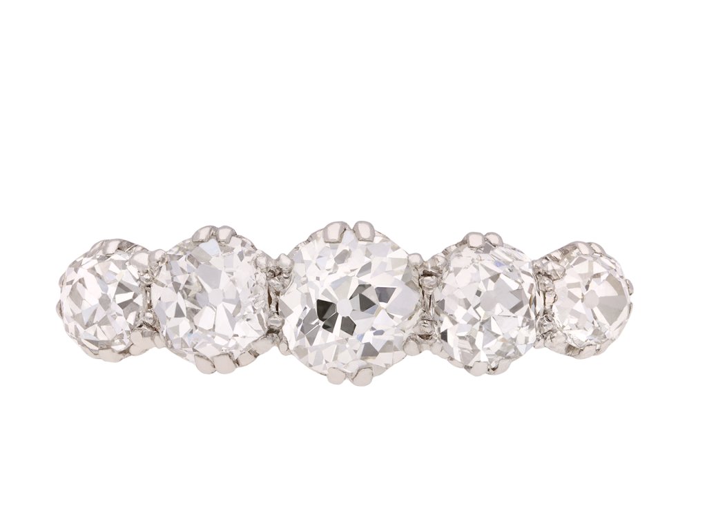 Diamond five stone ring, circa 1920. Hatton Garden