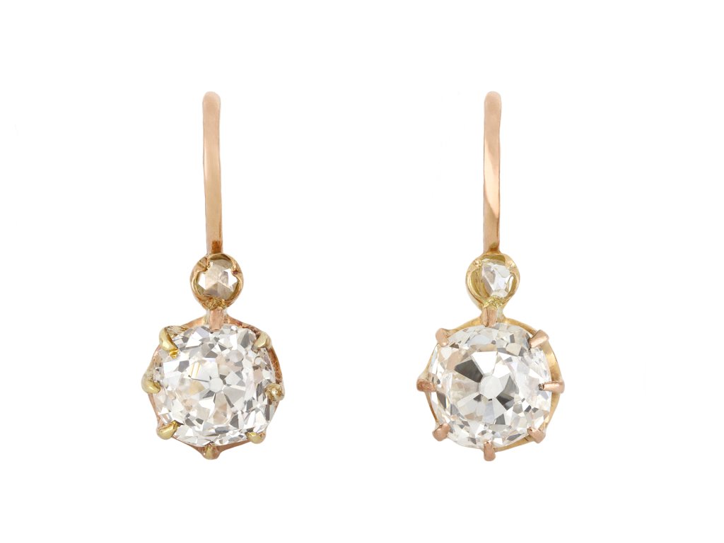 Belle Époque diamond earrings, French, circa 1905 hatton garden