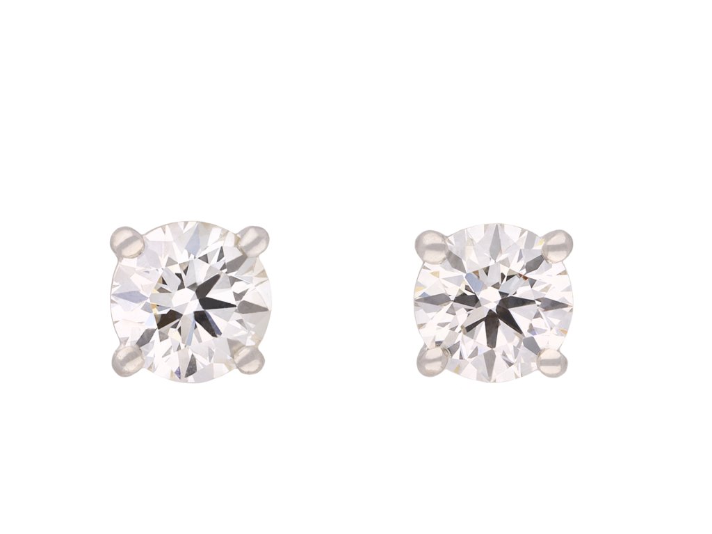 Tiffany diamond stud earrings, English, 2004. Hatton Garden