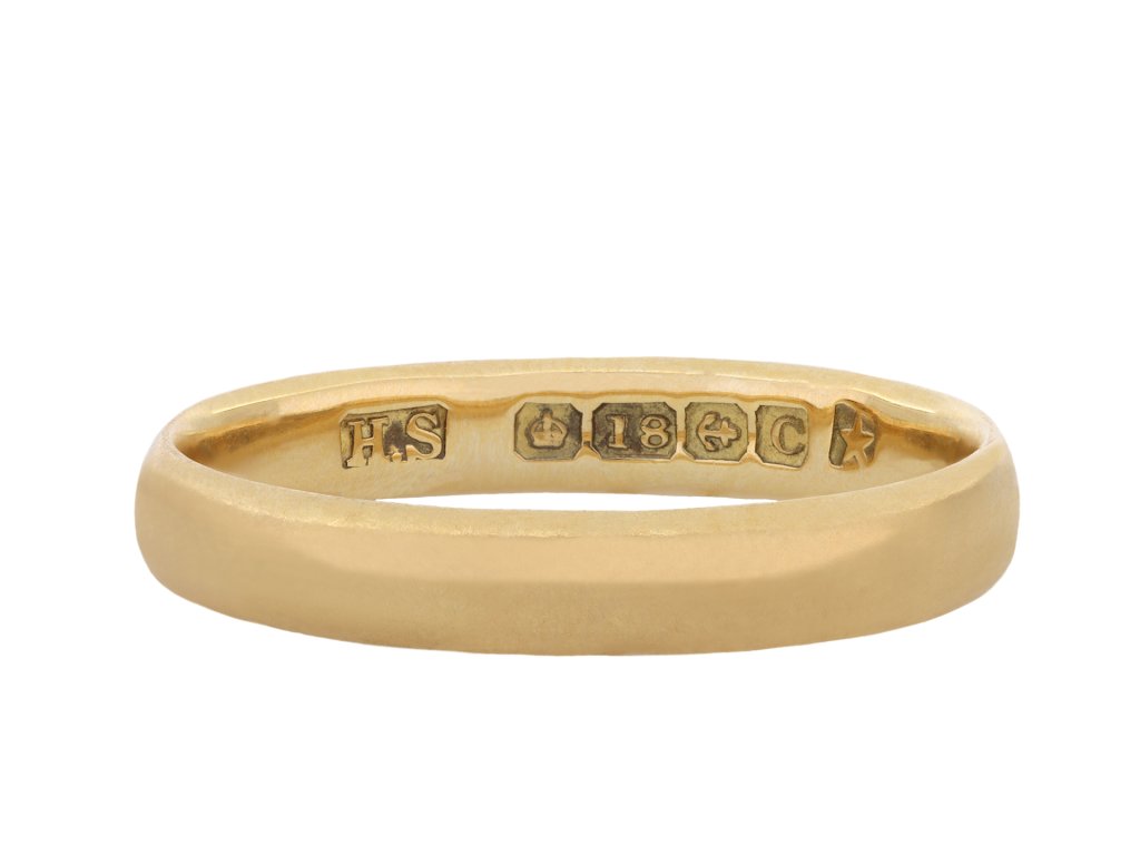 Yellow gold wedding band, English, 1927 hatton garden
