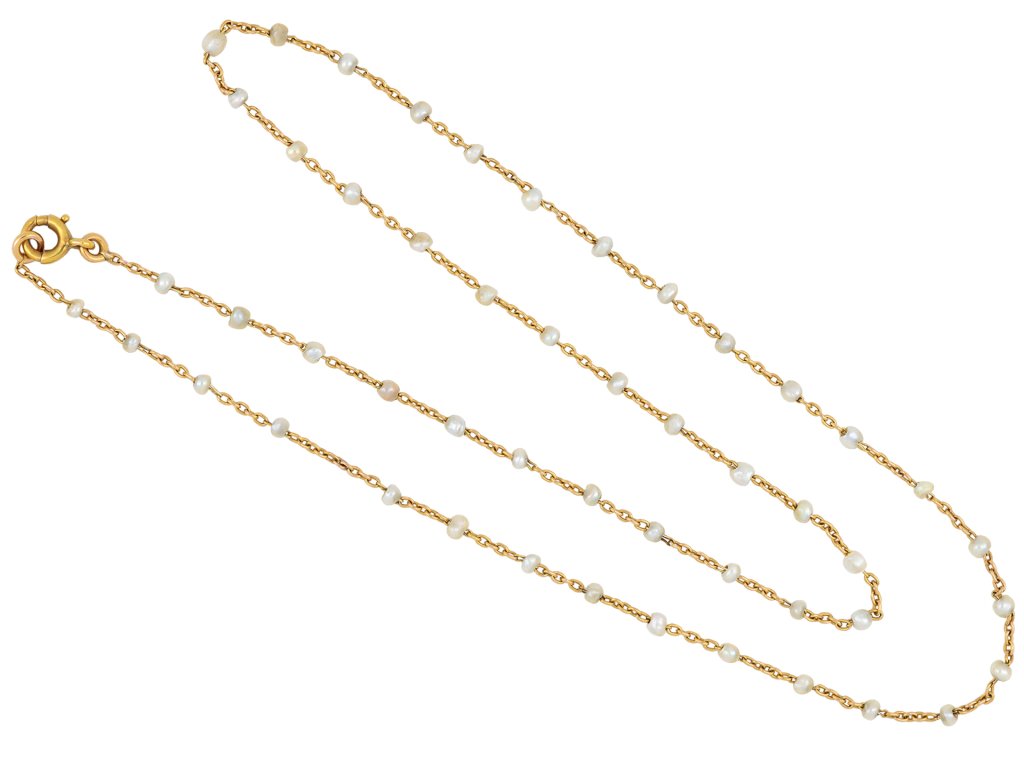 Natural pearl gold chain, circa 1910 hatton garden