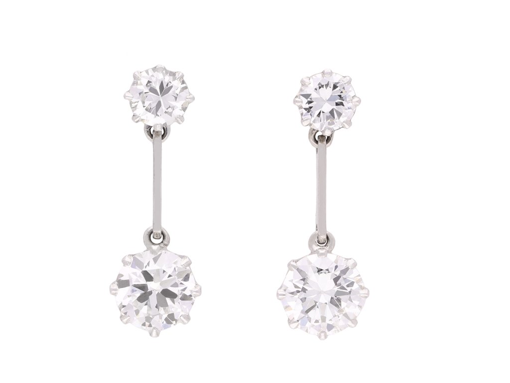 Diamond drop earrings, circa 1935. Hatton Garden