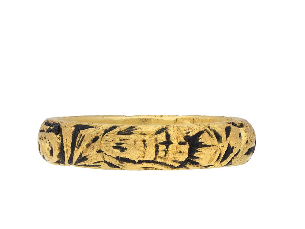 Post Medieval memento mori ring,'in god alone we too are one', circa 18th century. Hatton Garden