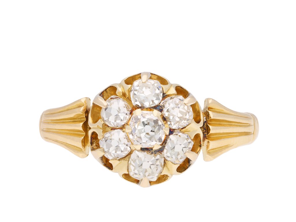 Victorian diamond coronet cluster ring, circa 1880. Hatton Garden