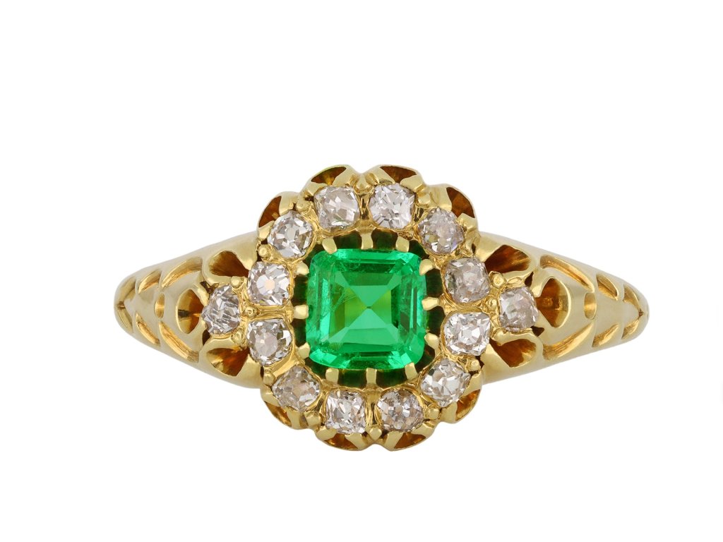 Colombian emerald and diamond cluster ring hattonn garden