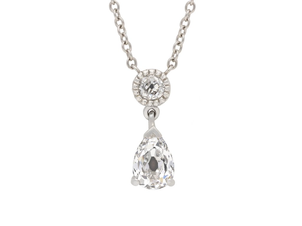 Drop shape diamond pendant, circa 1920 hatton garden