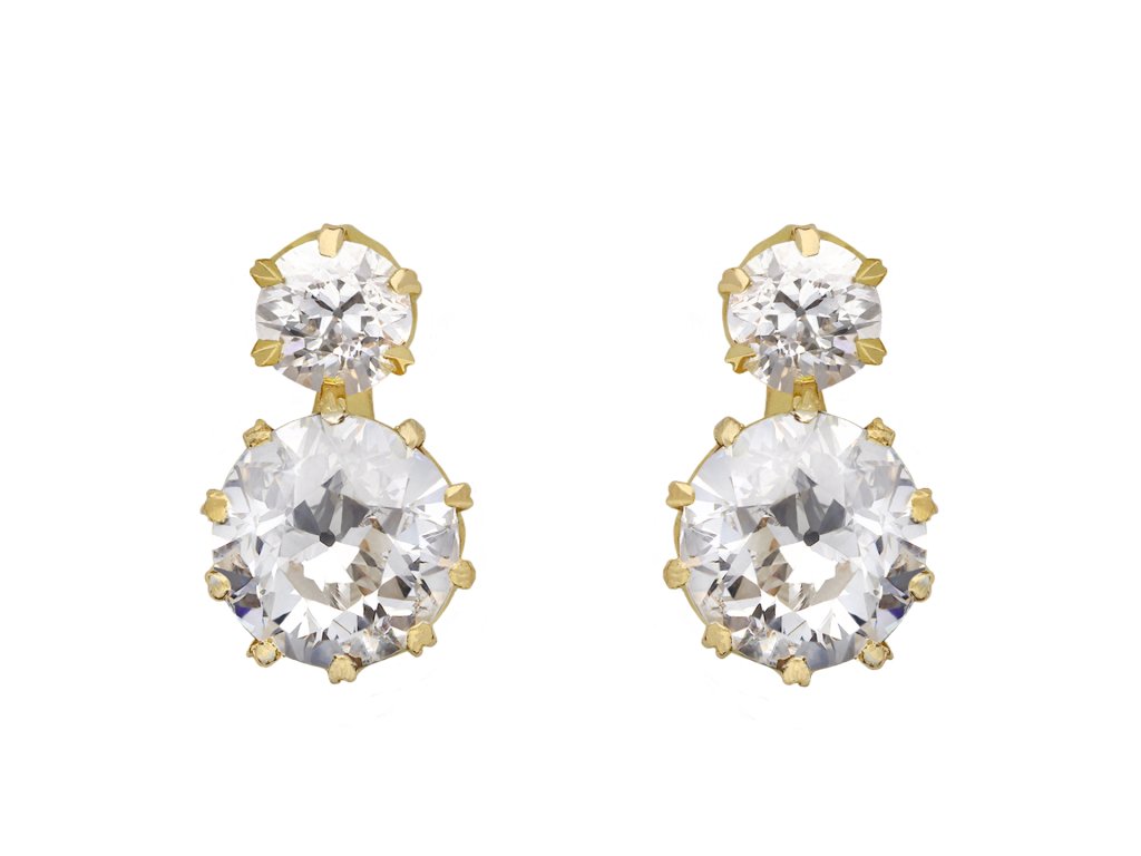 Old mine diamond drop earrings, circa 1900 hatton garden
