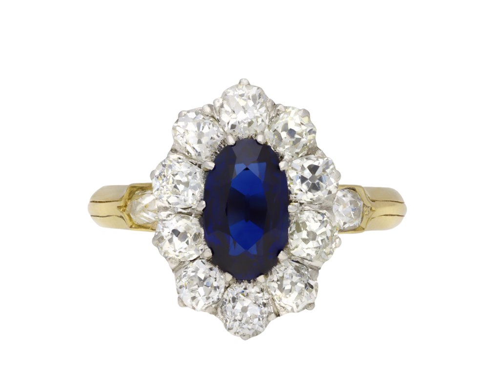 Padparadscha sapphire diamond flanked solitaire ring hatton Garden