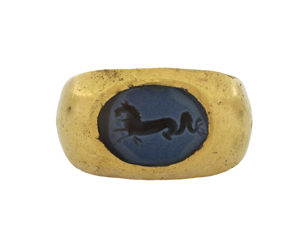 Ancient Roman Hippocampus intaglio ring hatton garden