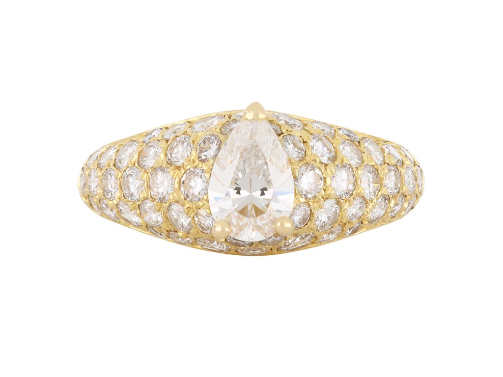 Cartier diamond bombe ring, French, circa 1980's. hatton garden.