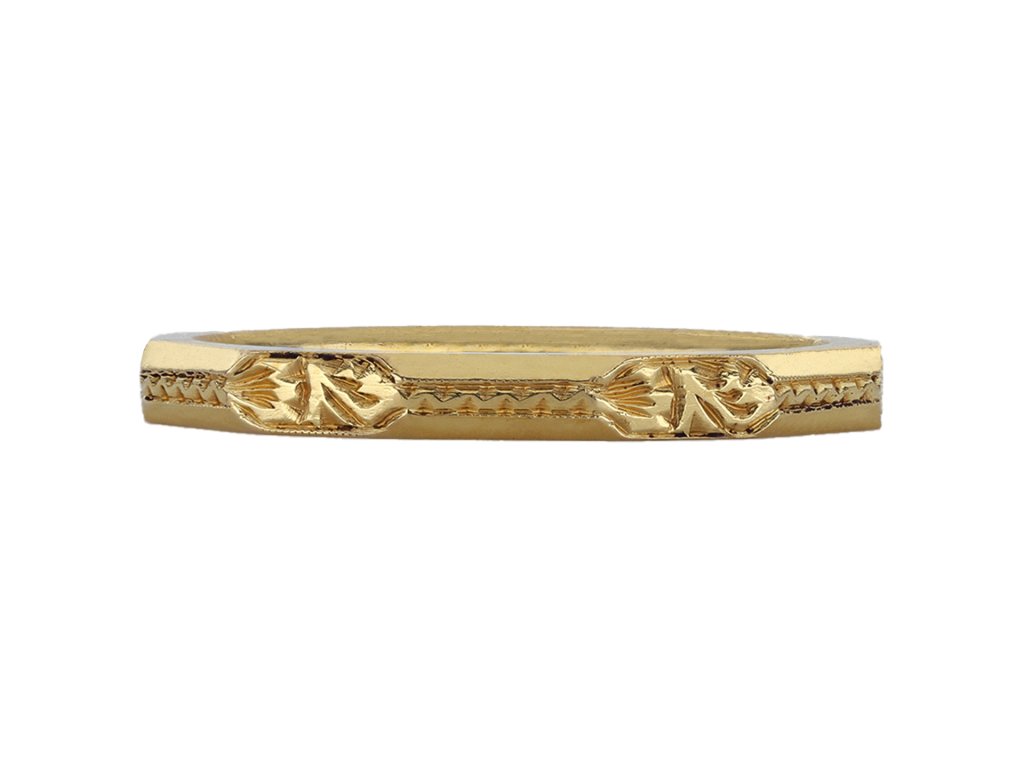 Engraved wedding band, English, 1941. hatton garden.