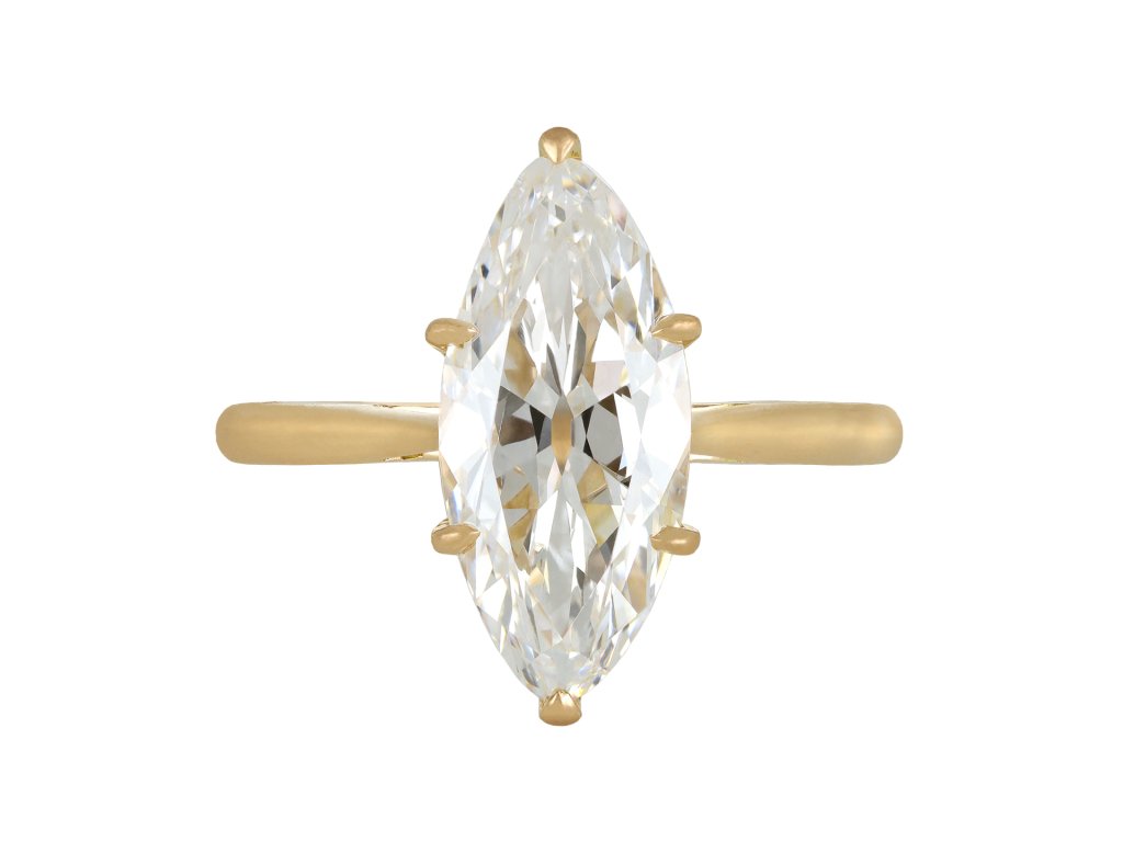 Type IIa marquise shape diamond solitaire ring.