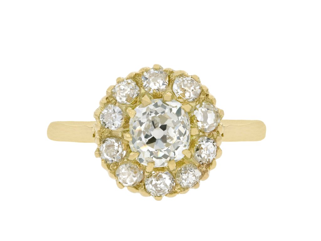 Victorian diamond coronet cluster ring, circa 1900.