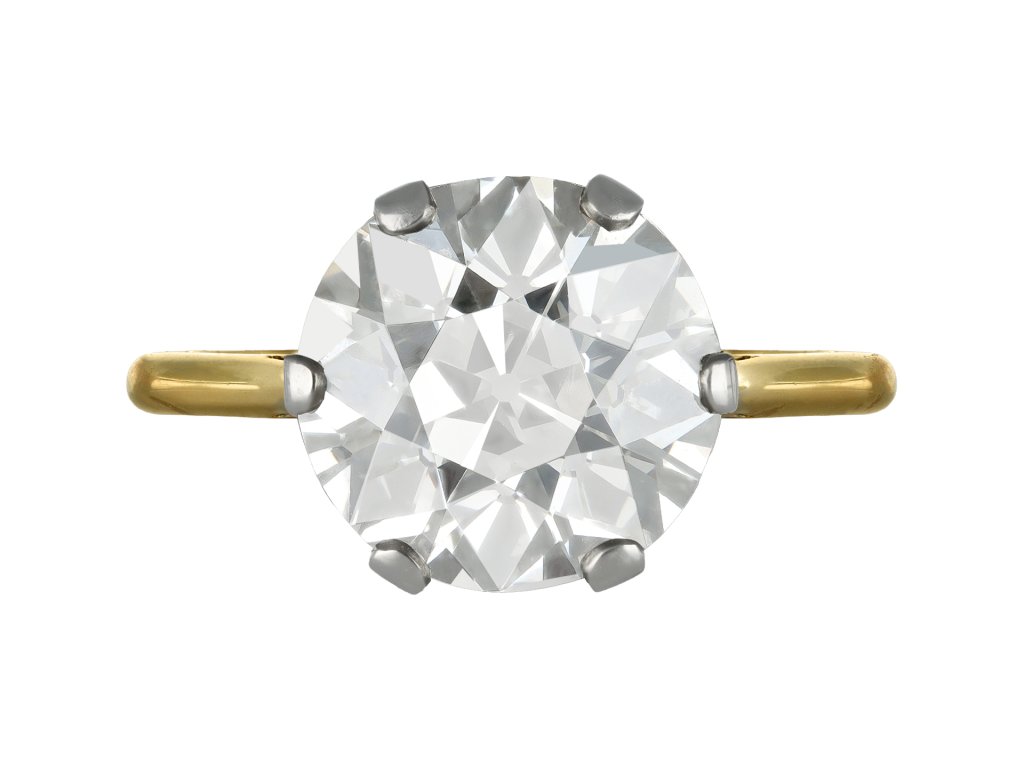 Edwardian five carat old cut diamond solitaire ring, circa 1910. hatton garden