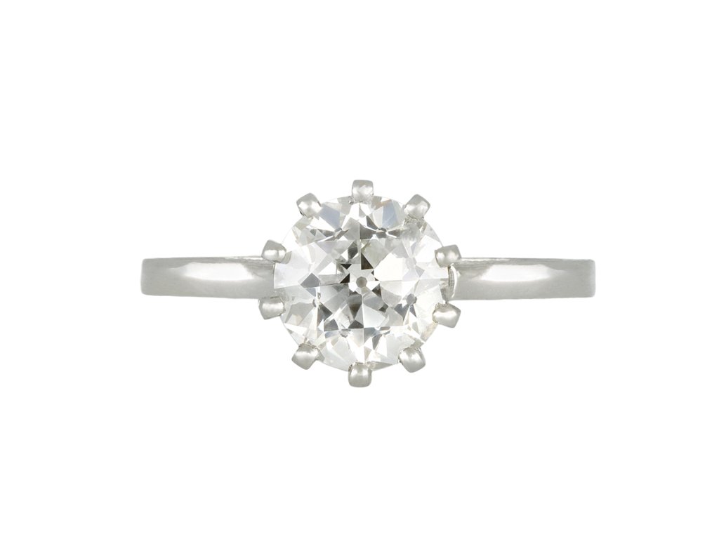 Old cut diamond solitaire ring, circa 1915.