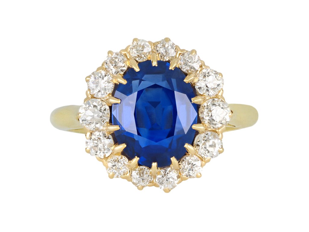 Ceylon sapphire and diamond coronet cluster, circa 1900.
