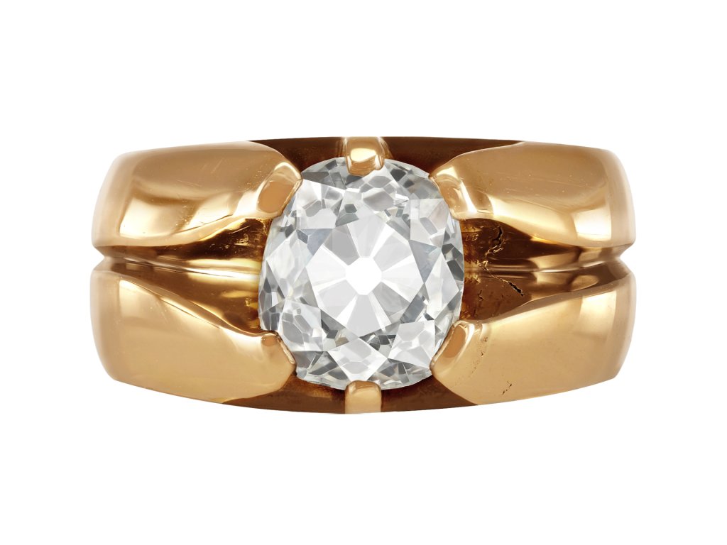 Cushion shape old mine diamond ring, circa 1900.