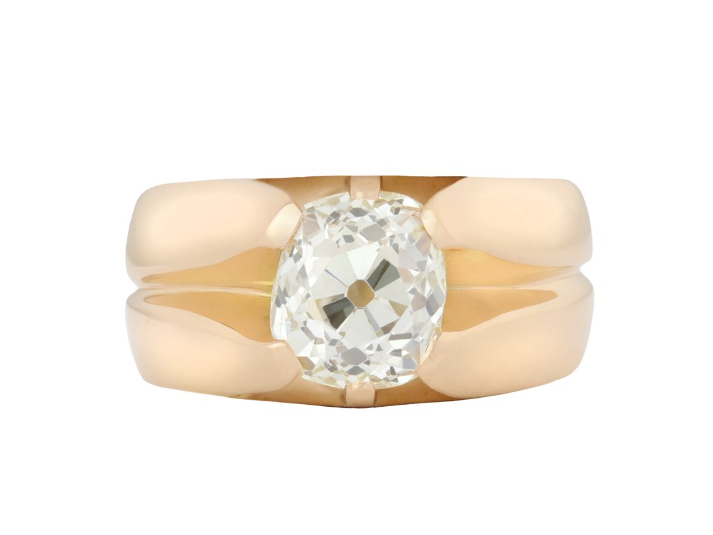 Cushion shape old mine diamond ring, circa 1900.