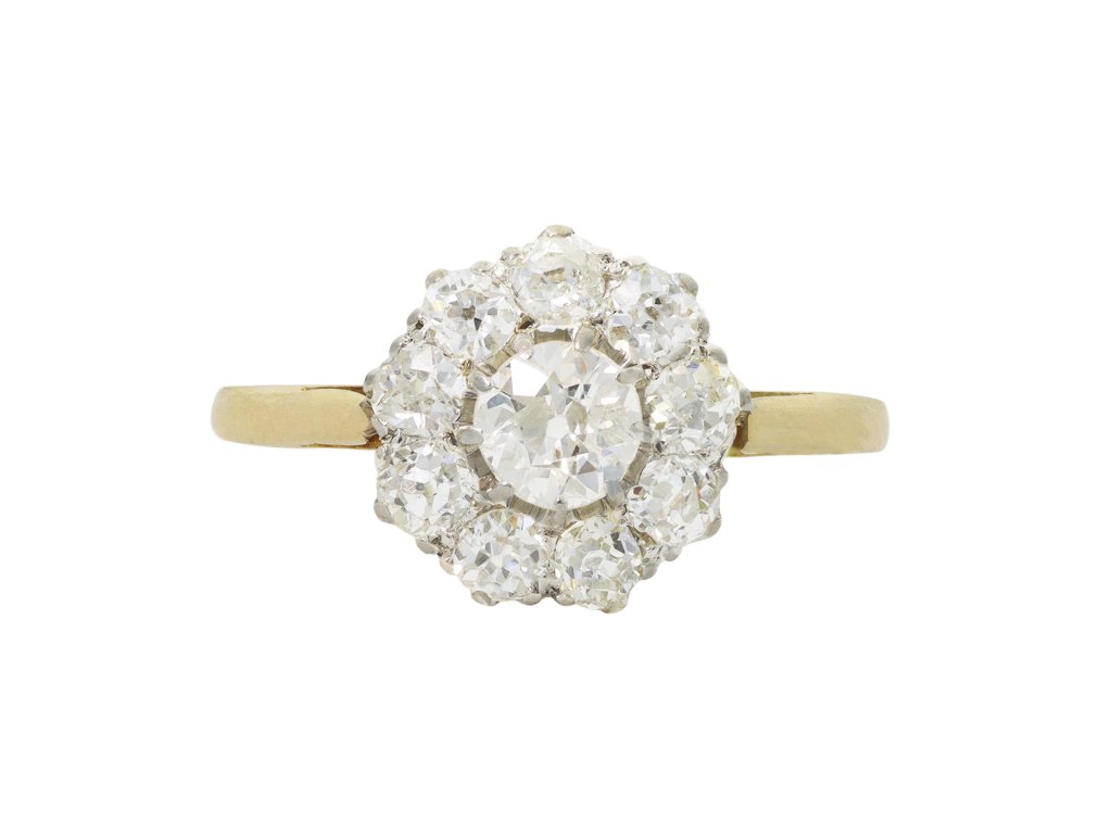 Edwardian diamond coronet cluster ring, circa 1910.