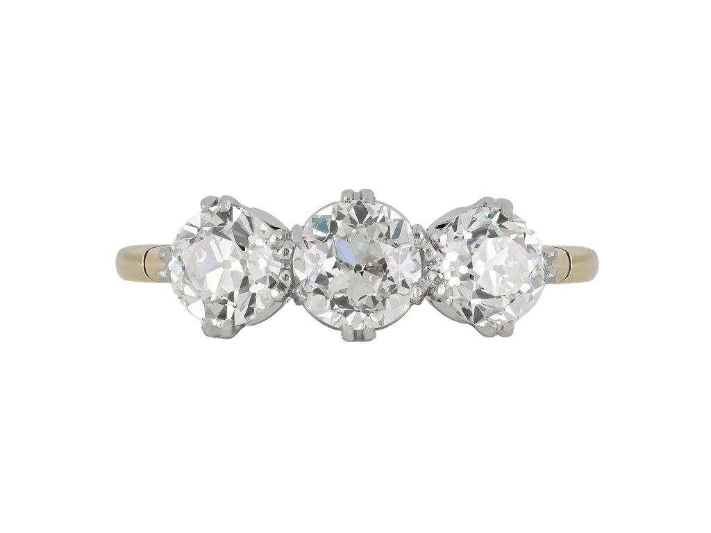 Edwardian diamond three stone ring, circa 1910