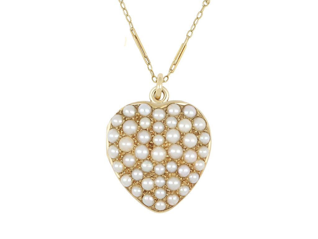 Victorian pearl heart locket, circa 1880. 